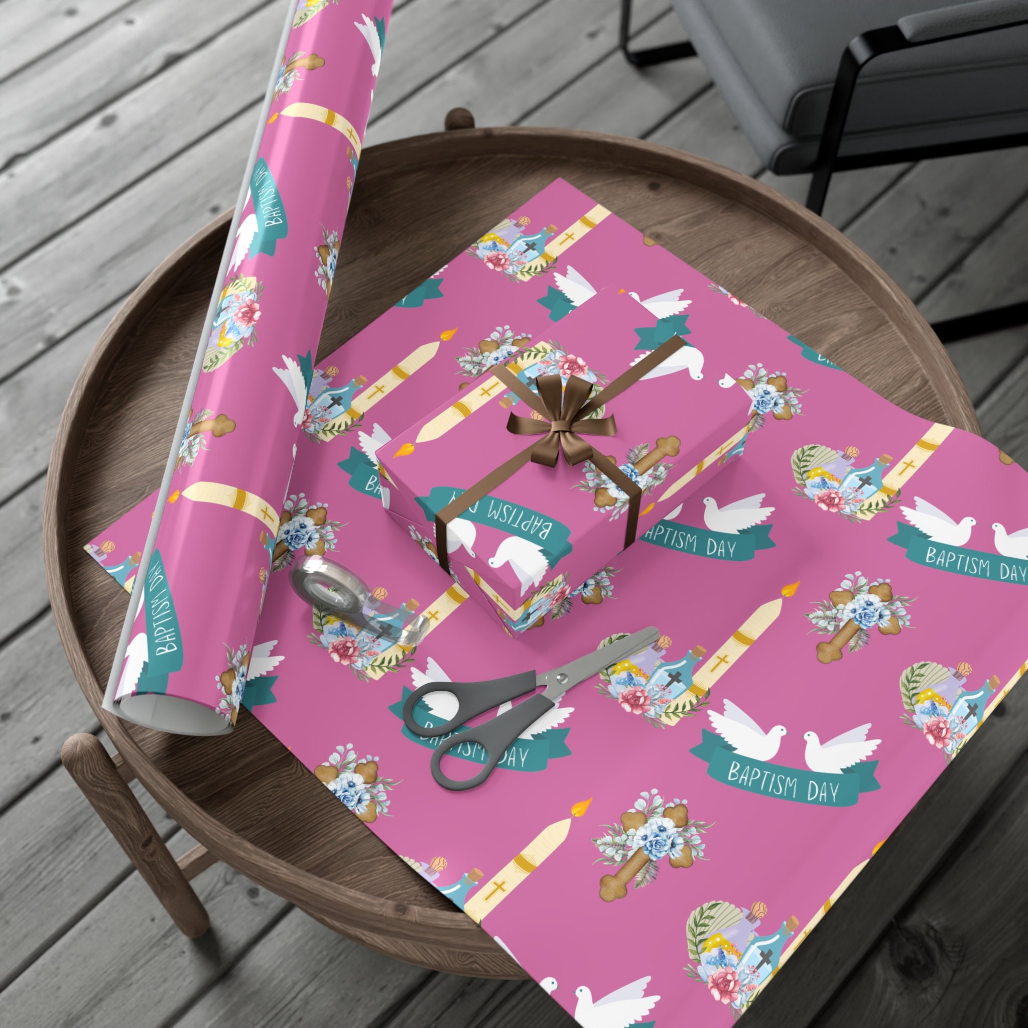 Custom Catholic Baptism Gift Wrapping Paper Religious Gift Wrap for