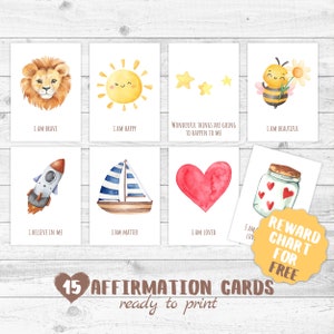 Cartoline di affermazione stampabili per bambini - Citazioni positive per aula e terapia, decorazioni Montessori, download istantaneo