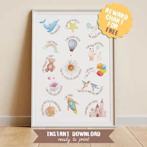 Kids Affirmation Poster: Therapy Office & School Psychology Decor, Printable Children&#39;s Wall Art for Growth and Positivity