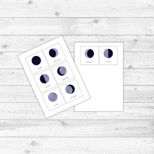 Moon Phases Flash Cards for Kids, Preschool Learning Montessori ...