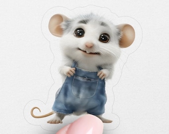 Cute Cartoon Mouse Sticker, Adorable Animal Decal, Kids Room Decor, DIY Craft Supply, Cartoon Character Sticker, Gift for Kids