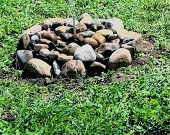 Fountain, fountain, birdbath, Rhine gravel, solar