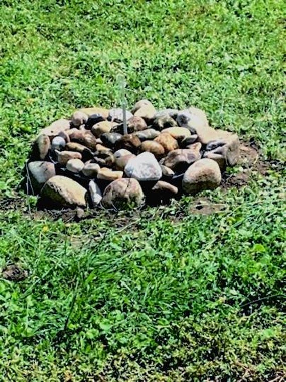 Fountain, fountain, birdbath, Rhine gravel, solar