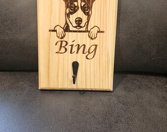 Dog leash hook, custom dog leash hook, dog leash hook with name, wooden dog leash holder, custom dog gift, housewarming dog leas gift