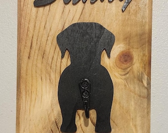 Dog but leash hook, custom dog leash hook, dog leash hook with name, wooden dog leash holder, custom dog gift, housewarming dog leas gift