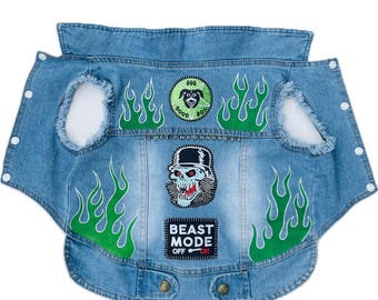 Custom Denim Pet Battle Vest Size X Large