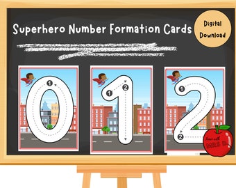 Superhelden-Themen-Zahlenbildungskarten