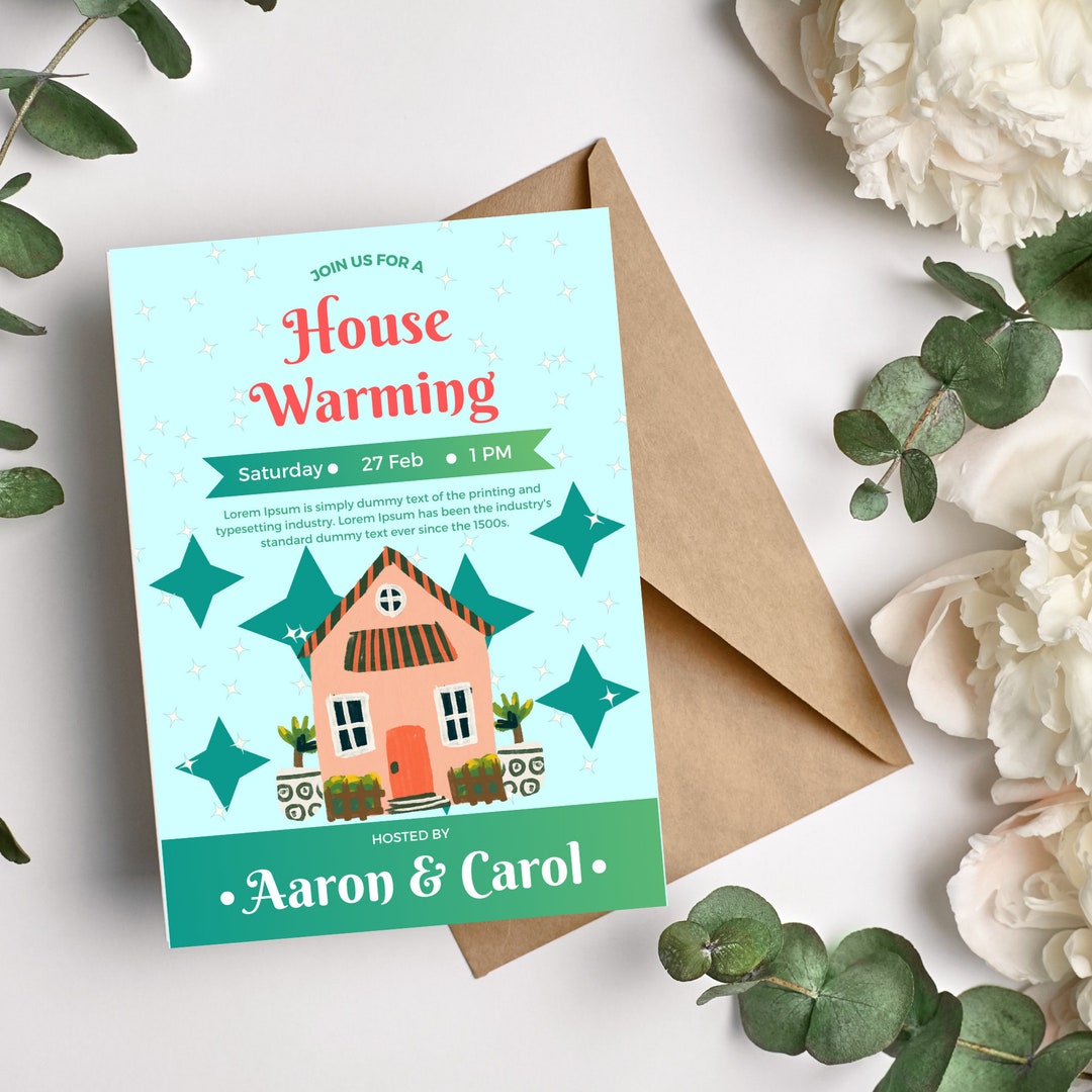 Customizable DIY Invitation Template, Housewarming Invitation, Edit in ...