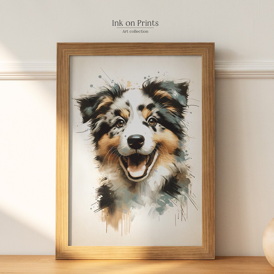 Australian Shepherd Print, PRINTABLE Wall Art, Animal Home Decor ...
