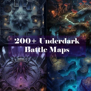 200+ Underdark DnD BattleMap, Pathfinder, pen en papier, Underdark, Indoor en Outdoor Underdark, Drow Temple, Dwarfen, Tunnels,...