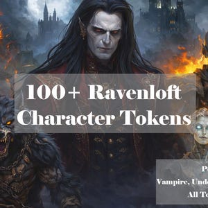 Pacchetto di oltre 100 token Ravenloft, stile horror gotico vampiresco, token di mostri, VTT, Roll20, Foundry, Fantasy Grounds,