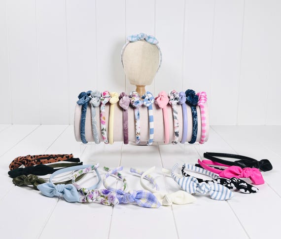 Customizable Baby & Toddler Headbands with Small Bow Accents - 60 Color Options!