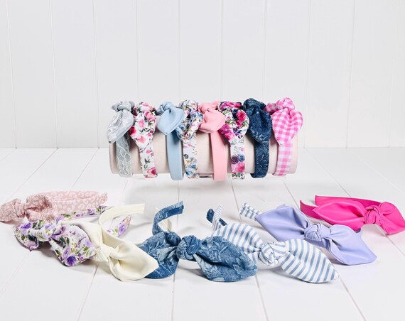 Wide Retro Headbands with Extra Large Bow Accents - 60 Color Options!