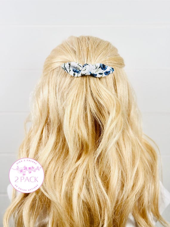 Mini French Hair Barrettes with Extra Small Bow Accents  - Pick 2 Colors!