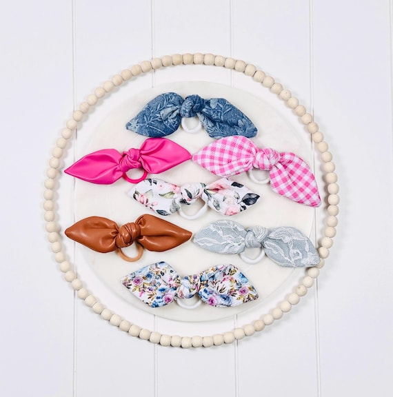 Adult Hair Ties with Extra Large Bow Accents - 60 Color Options!