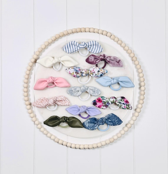 Adult Hair Ties with Medium Bow Accents - 60 Color Options!