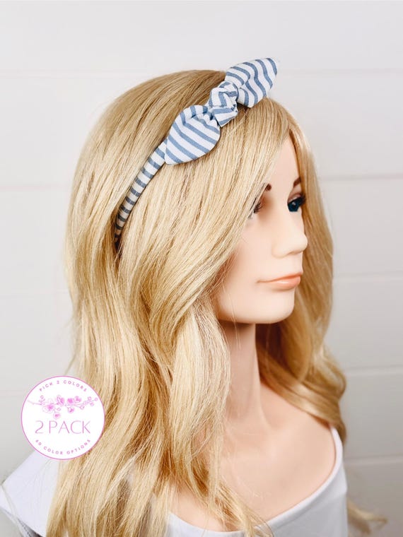 Skinny Headbands with Small Bow Accents - Pick 2 Colors!