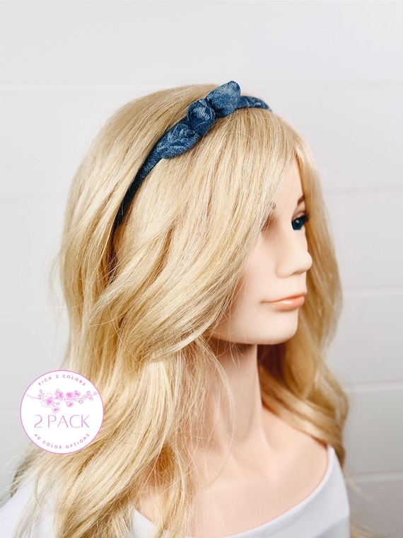 Skinny Headbands with Extra Small Bow Accents - Pick 2 Colors!