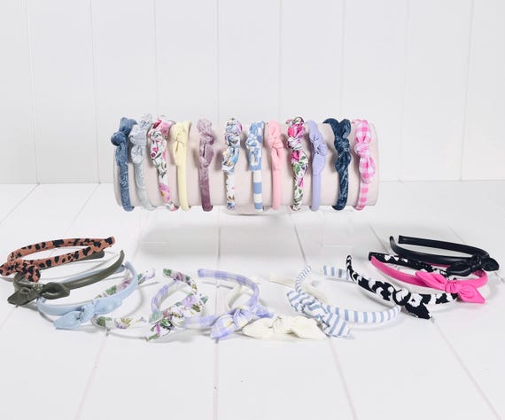 Skinny Headbands with Extra Small Bow Accents - 60 Color Options!