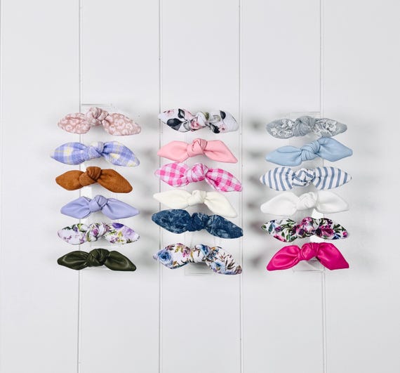 French Hair Barrettes with Small Bow Accents - 60 Color Options!