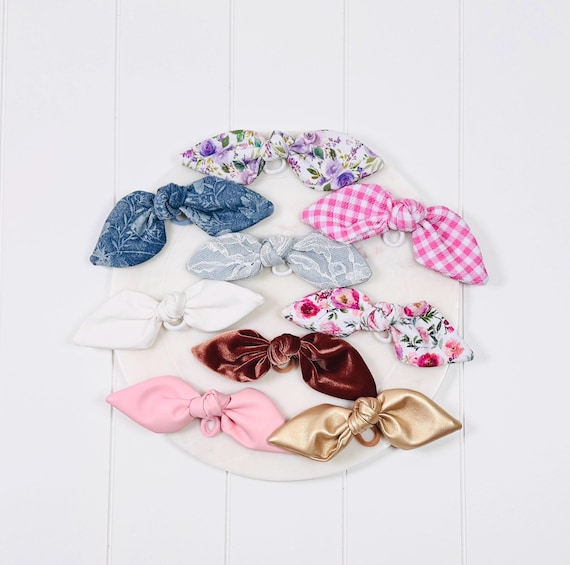 Mini Hair Ties with Extra Large Bow Accents - 60 Color Options!