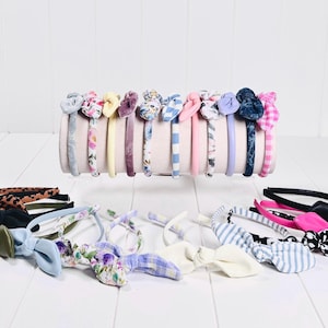 Skinny Headbands with Medium Bow Accents - 60 Color Options!