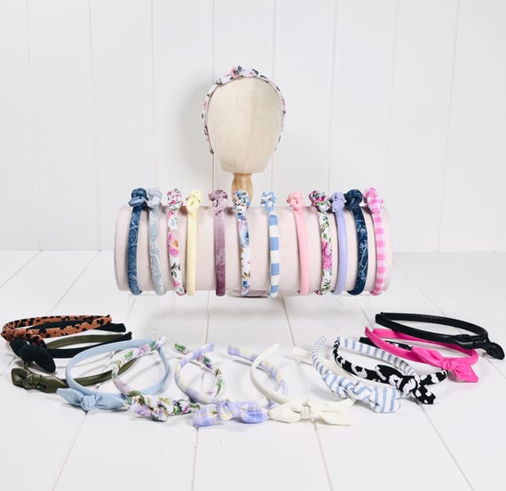 Customizable Baby & Toddler Headbands with Extra Small Bow Accents - 60 Color Options!