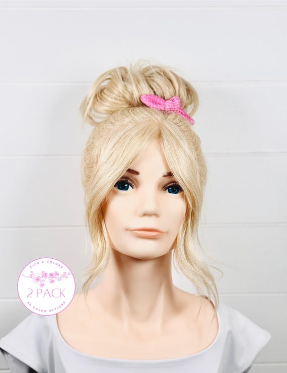 Adult Hair Ties with Extra Small Bow Accents - Pick 2 Colors!