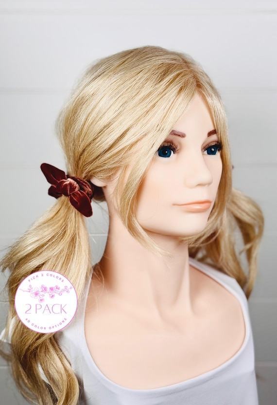 Mini Hair Scrunchies with Extra Small Bow Accents - Pick 2 Colors!