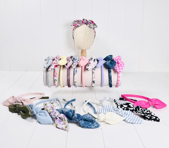 Customizable Baby & Toddler Headbands with Large Bow Accents - 60 Color Options!