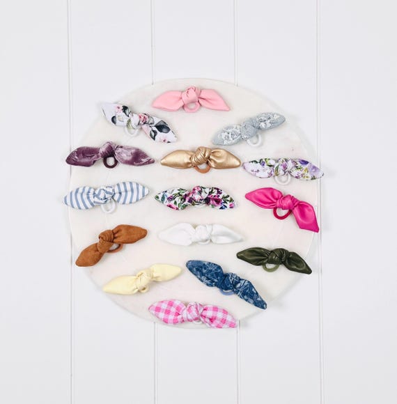 Mini Hair Ties with Small Bow Accents- 60 Color Options!