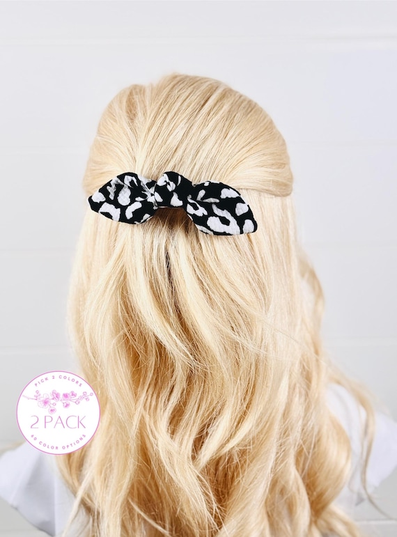 French Hair Barrettes with Medium Bow Accents - Pick 2 Colors!