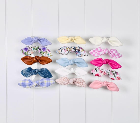 French Hair Barrettes with Medium Bow Accents - 60 Color Options!