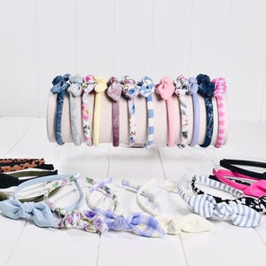 Skinny Headbands with Small Bow Accents - 60 Color Options!