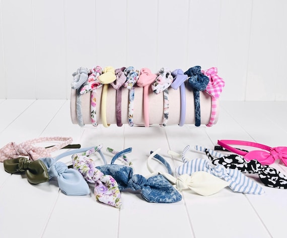 Skinny Headbands with Large Bow Accents - 60 Color Options!
