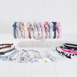 Skinny Headbands with Extra Small Bow Accents - 60 Color Options!