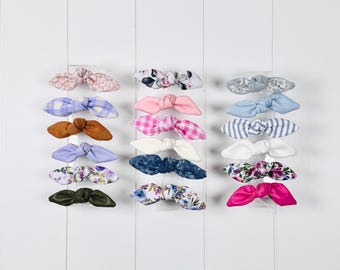 French Hair Barrettes with Small Bow Accents - 60 Color Options!