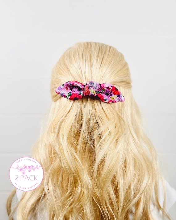 French Hair Barrettes with Small Bow Accents - Pick 2 Colors!