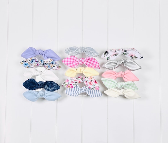 French Hair Barrettes with Large Bow Accents - 60 Color Options!