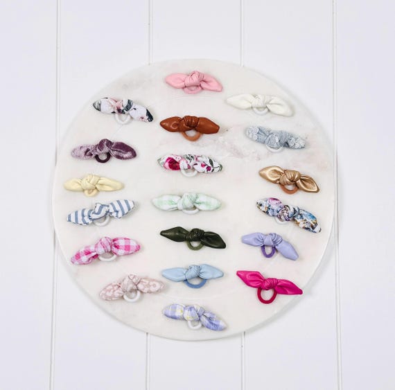 Mini Hair Ties with Extra Small Bow Accents- 60 Color Options!