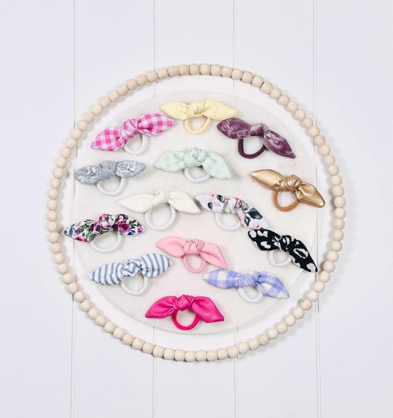 Hair Ties with Small Bow Accents - 60 Color Options!