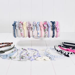 Skinny Headbands with Extra Small Bow Accents Handmade Hair Accessories for Women and Girls Cute Toddler Fabric Headbands Child Headbands