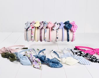 Skinny Headbands with Large Bow Accents - 60 Color Options!