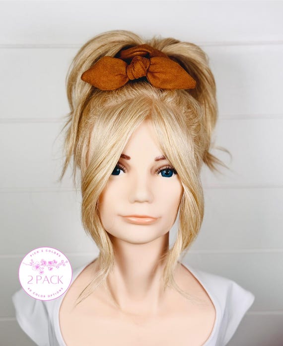 Hair Scrunchies with Medium Bow Accents - Pick 2 Colors!