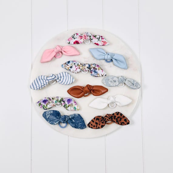 Mini Hair Ties with Medium Bow Accents- 60 Color Options!