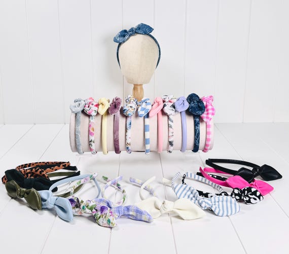 Customizable Baby & Toddler Headbands with Medium Bow Accents - 60 Color Options!
