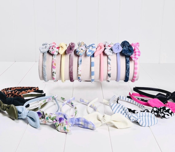 Skinny Headbands with Medium Bow Accents - 60 Color Options!