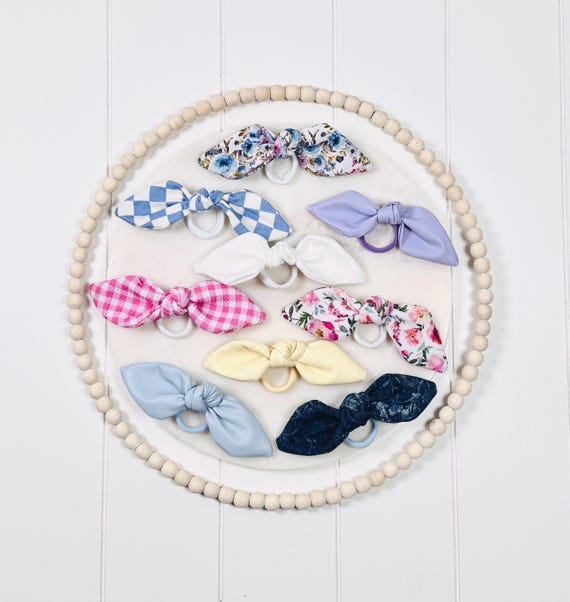 Adult Hair Ties with Large Bow Accents - 60 Color Options!
