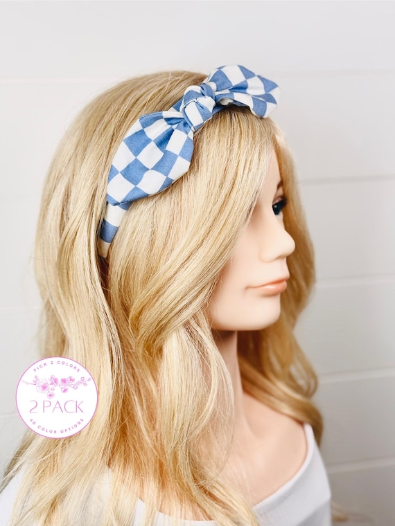 Wide Retro Headbands with Large Bow Accents- Pick 2 Colors!