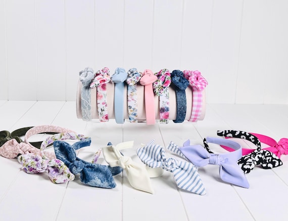 Wide Retro Headbands with Large Bow Accents - 60 Color Options!